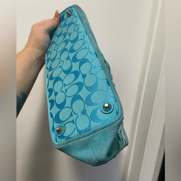 *Vintage* Teal Canvas/Suede Leather Purse - Picture 15 of 16